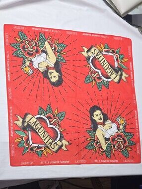 Lagunitas Ale Collectable Red Floral Bombshell Pin Up Graphic Bandana Scarf